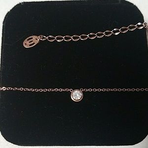 Single CZ Diamond Pendant Rose Gold Necklace DBTY